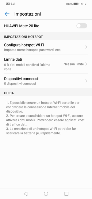 Seleziona Configura hotspot Wi-Fi