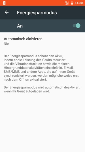 Schalten Sie Energiesparmodus ein