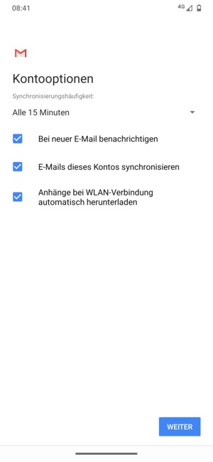 Wählen Sie WEITER