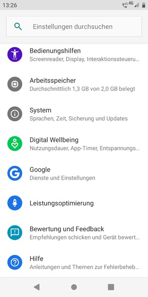 Scrollen Sie und wählen Sie System