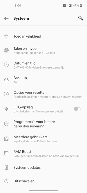 Selecteer Back-up