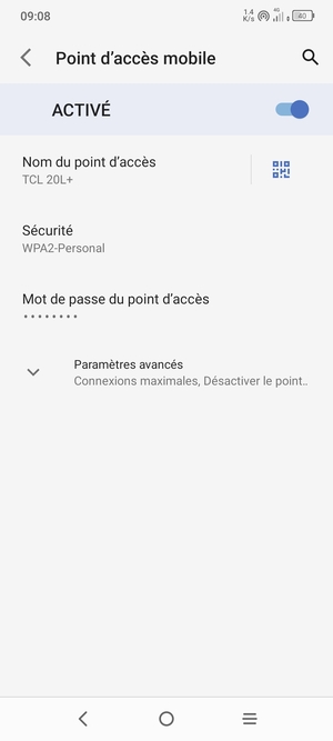 Votre téléphone est maintenant configuré pour être utilisé comme modem