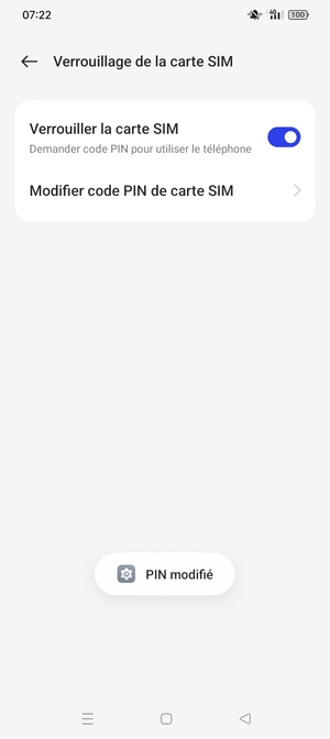 Votre Code PIN de carte SIM a été modifié