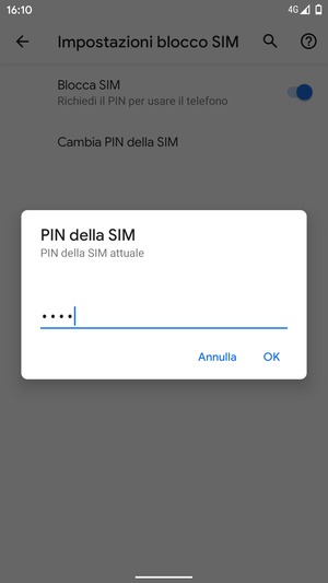 Inserisci PIN della SIM attuale e seleziona OK