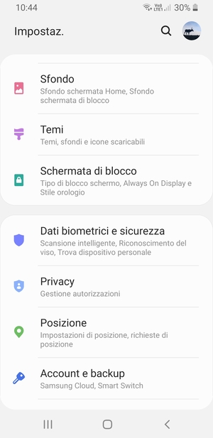 Scorri e seleziona Dati biometrici e sicurezza