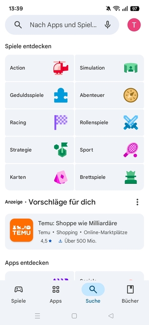 Wählen Sie die Suchleiste
