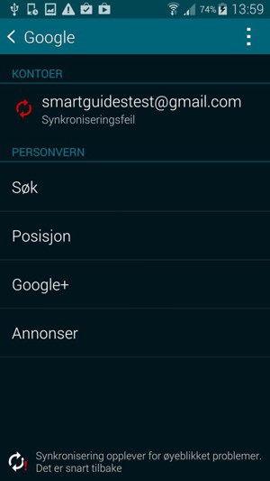 Velg sikkerhetskopi-konto