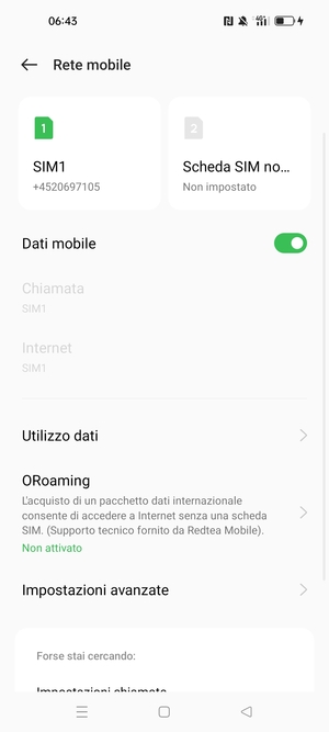 Seleziona SIM1 o SIM2