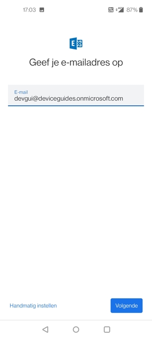 Voer uw e-mailadres in en selecteer Handmatig instellen