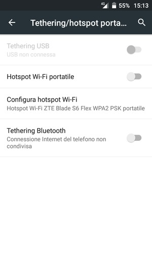 Seleziona Configura hotspot Wi-Fi