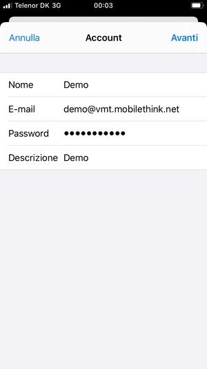 Inserisci le informazioni richieste e seleziona Avanti