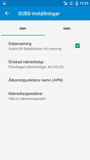 Slå på eller stäng av Dataroaming