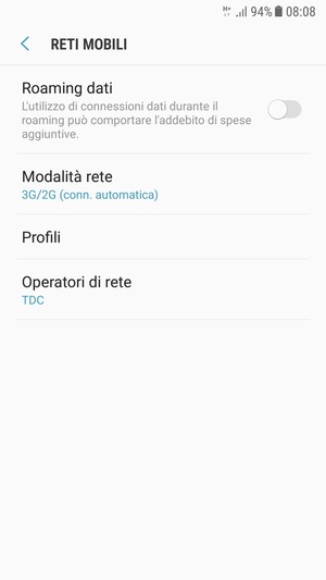 Seleziona Modalità rete