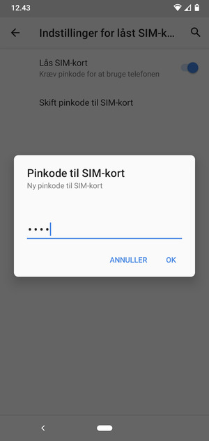 Indtast din Ny pinkode til SIM-kort og vælg OK