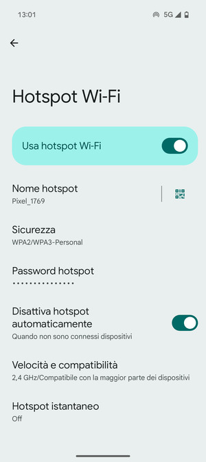 Il telefono è ora pronto per essere usato come modem