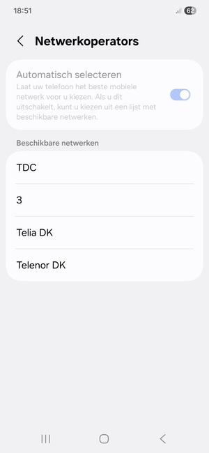 Selecteer een netwerkoperator uit de lijst