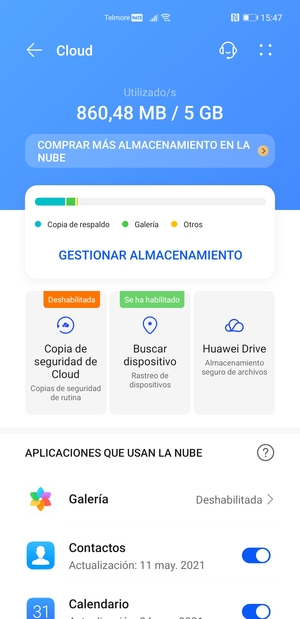 Seleccione los servicios de los que desea hacer copia de seguridad