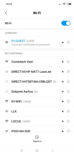 Ora sei connesso alla rete Wi-Fi