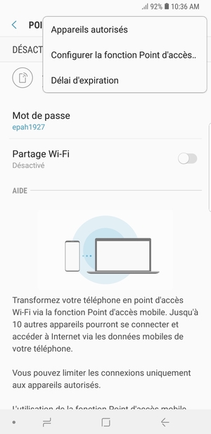 Sélectionnez Configurez la fonction Point d'accès..