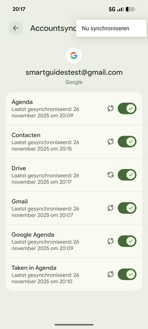 Selecteer Nu synchroniseren