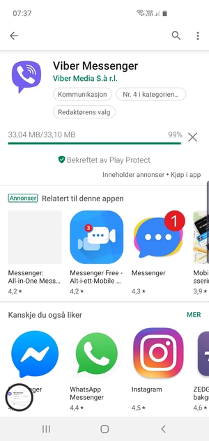 Vent til installasjonen er ferdig