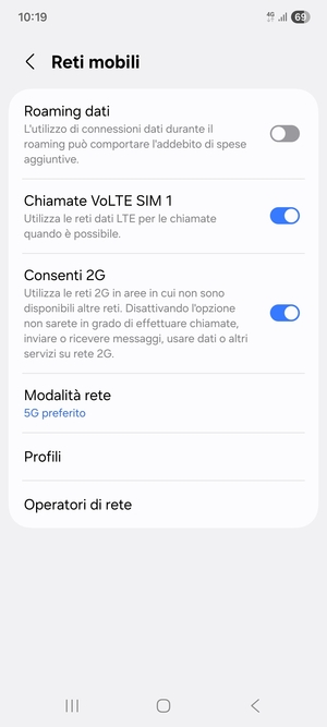 Seleziona Profili
