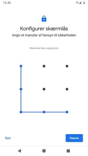 Tegn et oplåsningsmønster og vælg Næste