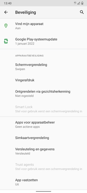 Scroll naar en selecteer Simkaartvergrendeling