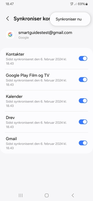 Vælg Synkroniser nu