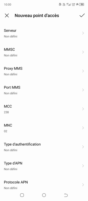 Faites défiler vers le bas et saisissez les informations MMS
