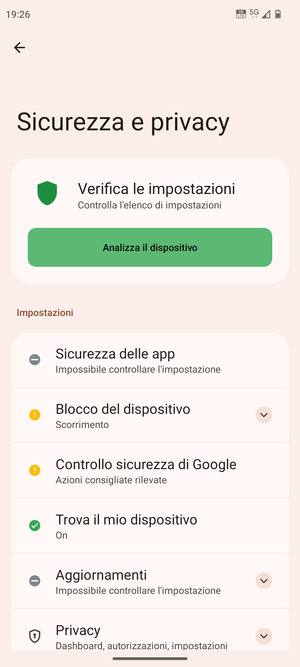 Seleziona Blocco del dispositivo