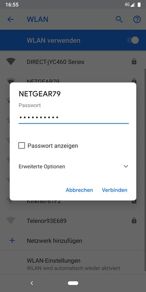 Geben Sie das WLAN-Passwort ein und wählen Sie Verbinden