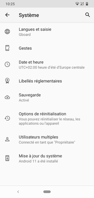 Sélectionnez Mise à jour du système