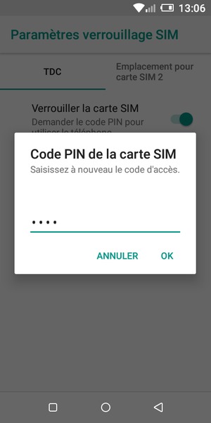 Veuillez confirmer votre nouveau nouveau code PIN et sélectionner OK