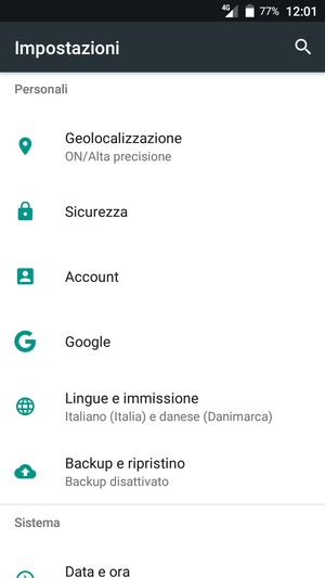 Scorri e seleziona Geolocalizzazione