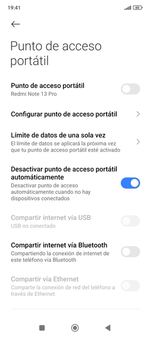 Seleccione Configurar punto de acceso portátil