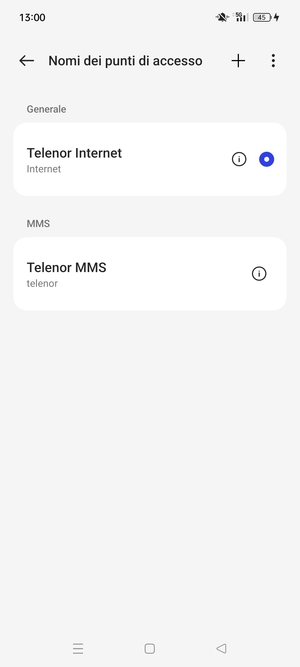 Seleziona il tasto Menu