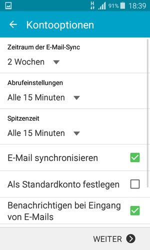 Wählen Sie WEITER