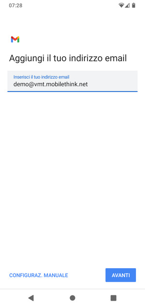 Inserisci il tuo indirizzo email e seleziona AVANTI