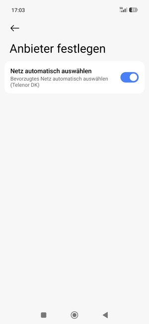 Schalten Sie Netz automatisch auswählen aus