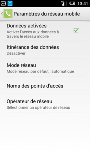 Sélectionnez Mode réseau