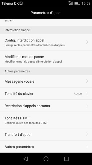 Faites défiler et sélectionnez Messagerie vocale