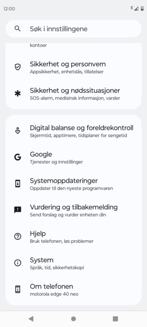 Bla til og velg Systemoppdateringer
