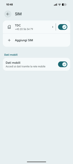 Seleziona Aggiungi SIM