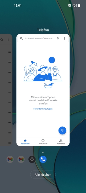 Wählen Sie Alle löschen, um alle laufende Apps zu schließen