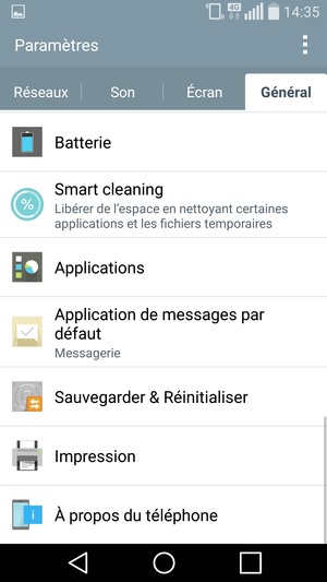 Faites défiler et sélectionnez Sauvegarder & Réinitialiser 