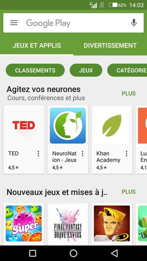 Sélectionnez la barre de Recherche