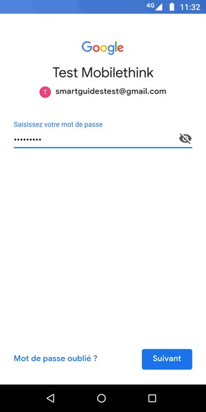 Saisissez votre mot de passe et sélectionnez Suivant
