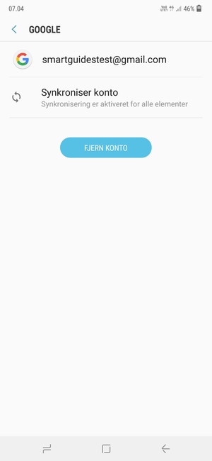 Vælg Synkroniser konto