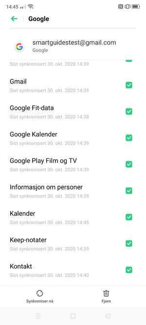 Velg Synkroniser nå